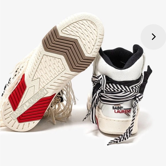 Saint Laurent White Smith Cure 05 Leather High-Top Sneakers SZ 40 - Picture 3 of 5